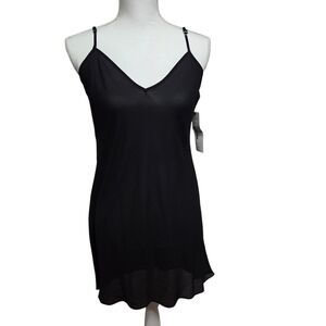 Veronica Beard Essential Slip Dress Sheer Lined Mini Dress Black Women Small